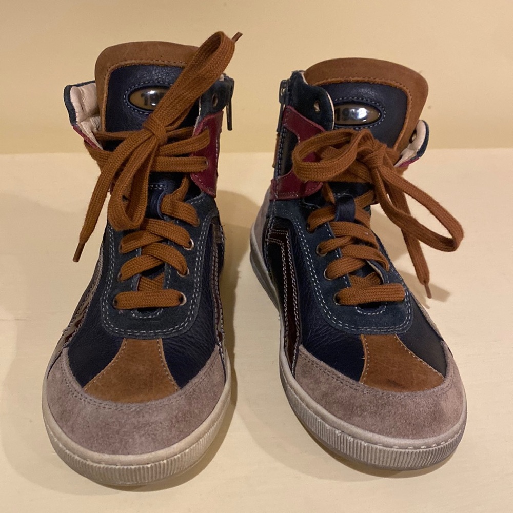 DESIGNER KIDS I PINCO PALLINO Leather Suede High Top Sneakers